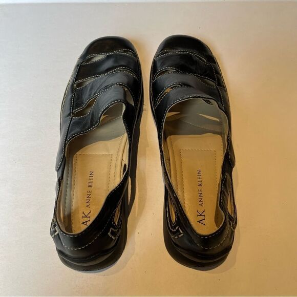 Anne Klein AK Black Slip On Sandal Loafers Round Toe Size 7M Flats - Picture 8 of 9